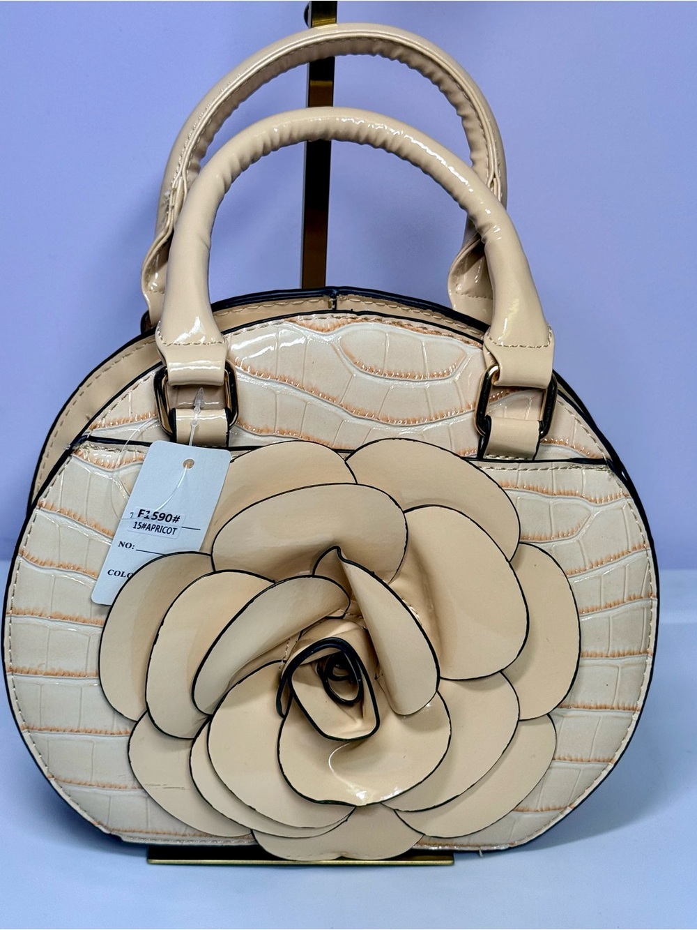 Stylish Apricot Floral Round Tote Bag